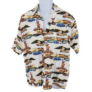 Men's Next Originals Best Brand Vintage Car Hawaiian Palm Trees Button Down Medi